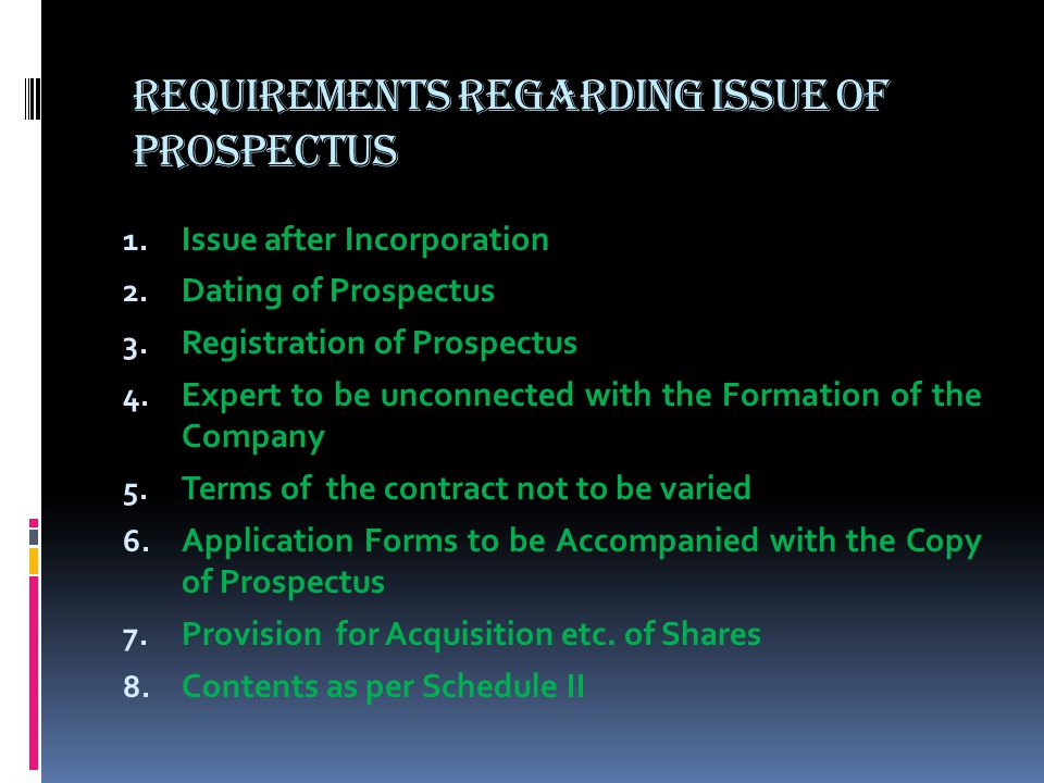 Requirements regarding issue of Prospectus