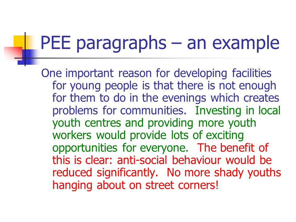 PEE paragraphs – an example