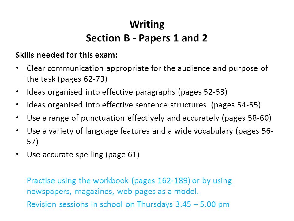 Writing Section B - Papers 1 and 2