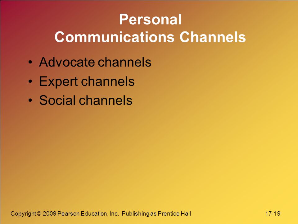Personal Communications Channels