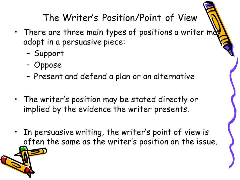 The Writer’s Position/Point of View