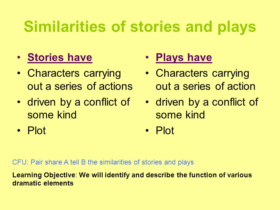 Similarities of stories and plays