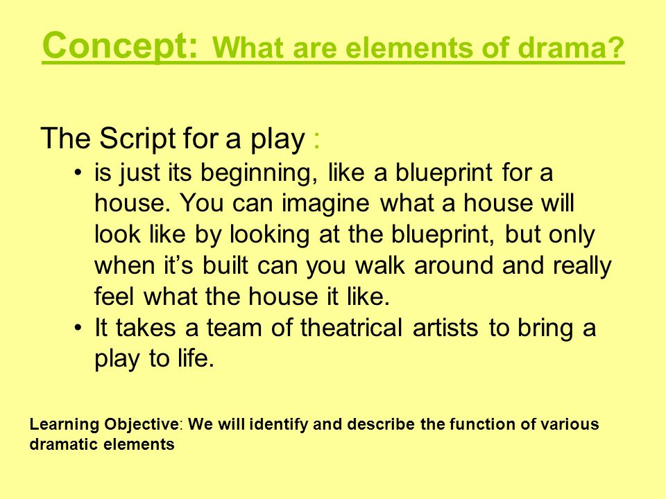 Concept: What are elements of drama