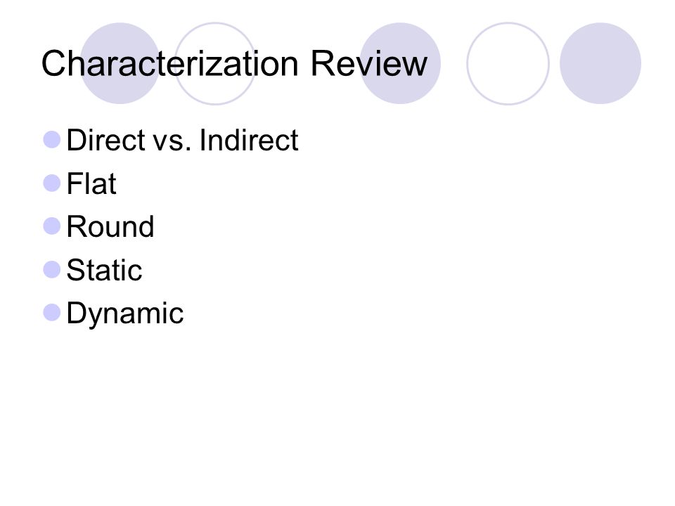 Characterization Review