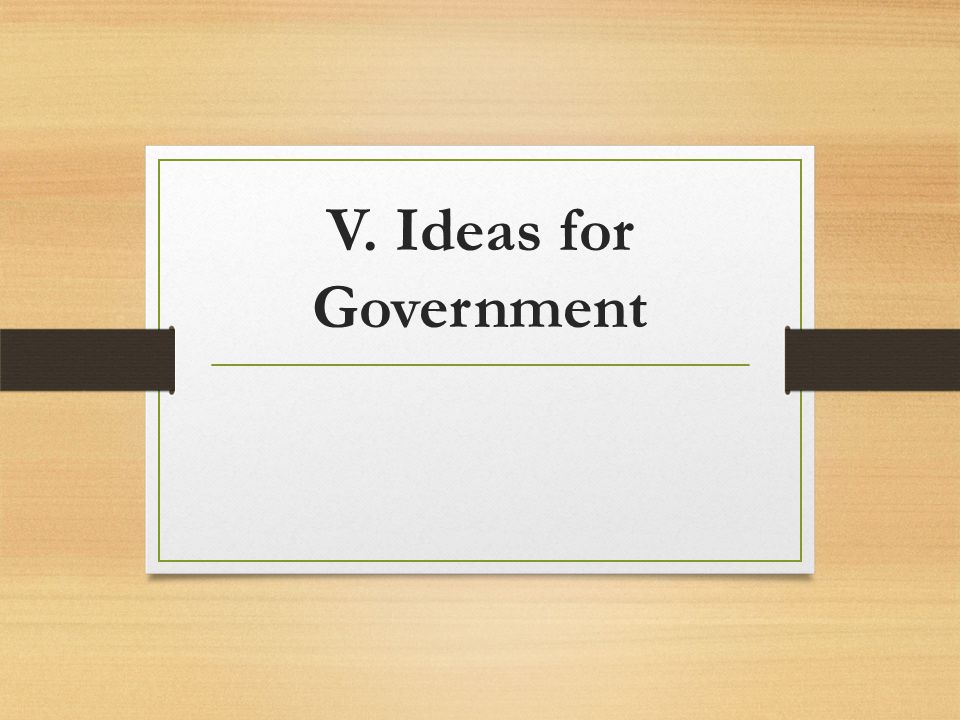 V. Ideas for Government