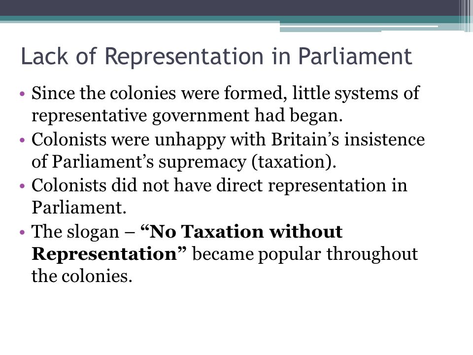 Lack of Representation in Parliament