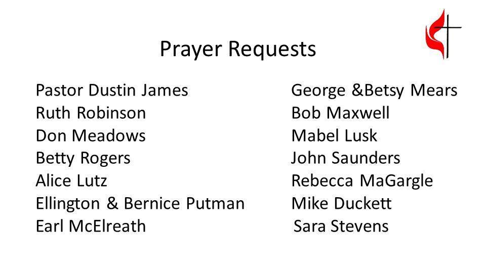 Prayer Requests Pastor Dustin James George &Betsy Mears
