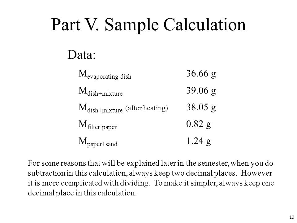 Part V. Sample Calculation