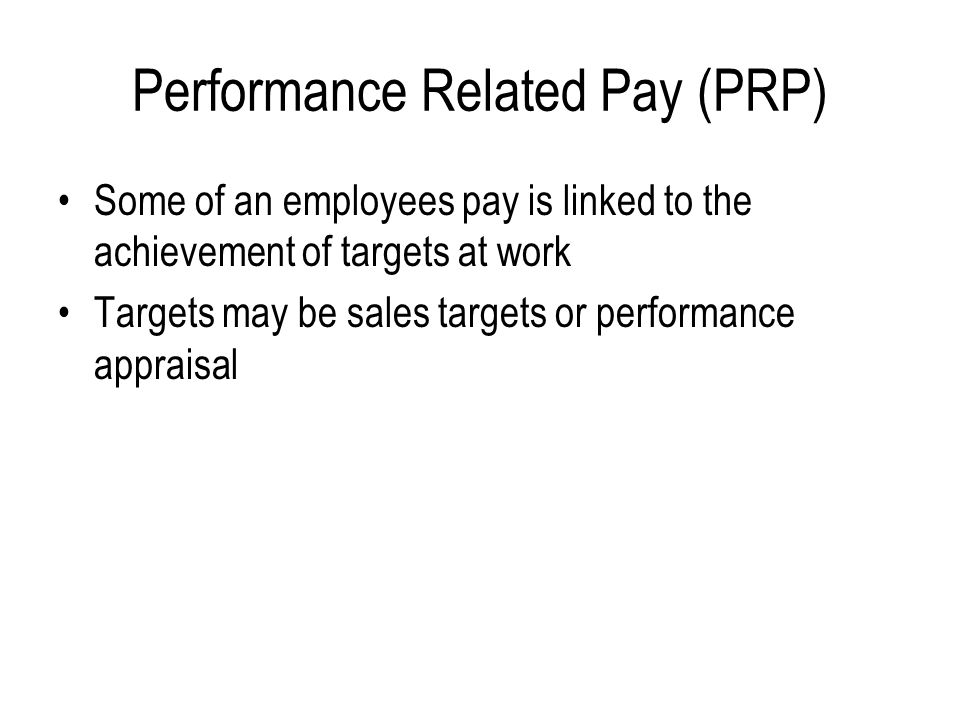 Performance Related Pay (PRP)