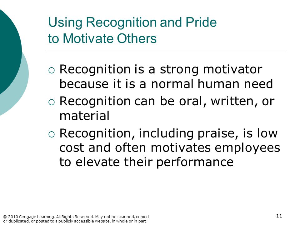 Using Recognition and Pride to Motivate Others