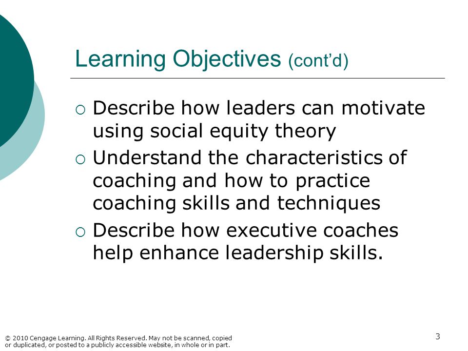 Learning Objectives (cont’d)