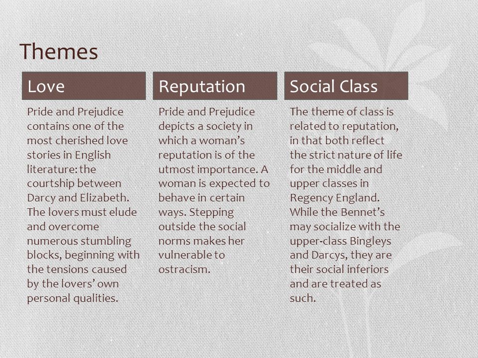 Themes Love Reputation Social Class