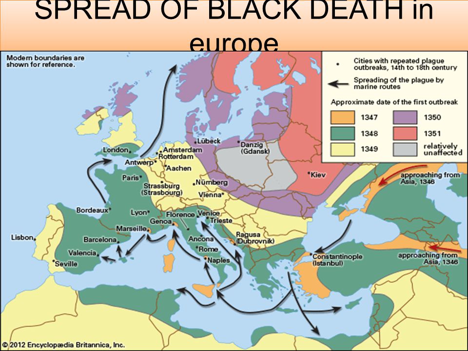 SPREAD OF BLACK DEATH in europe