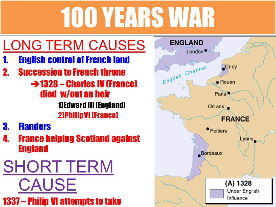 100 YEARS WAR SHORT TERM CAUSE LONG TERM CAUSES