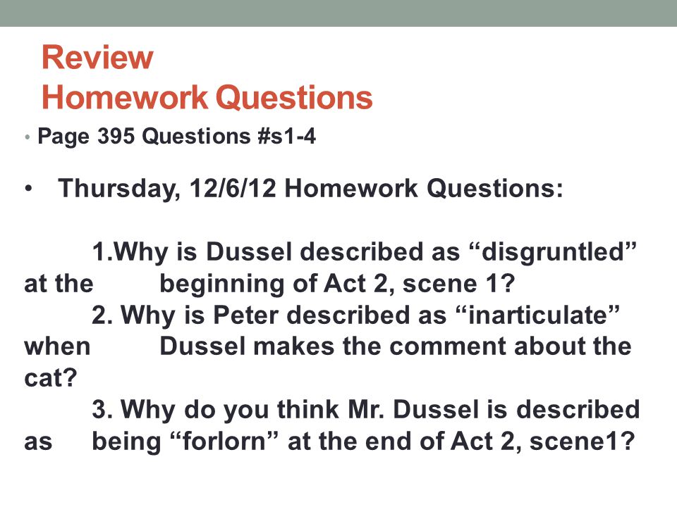 Review Homework Questions