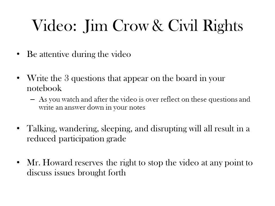Video: Jim Crow & Civil Rights