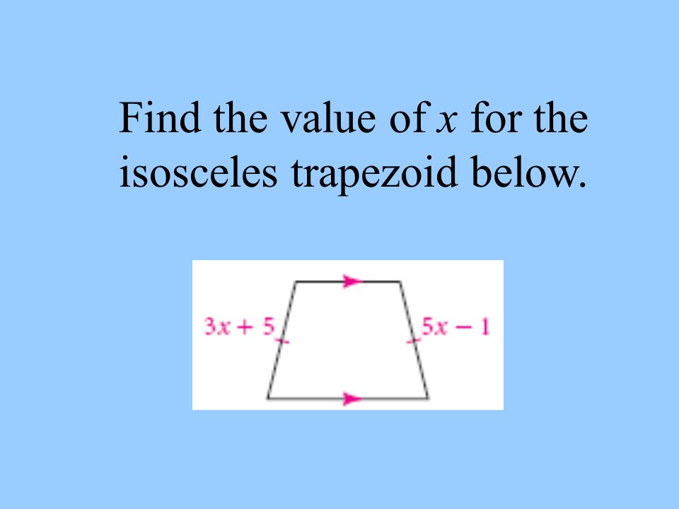 Find the value of x for the isosceles trapezoid below.