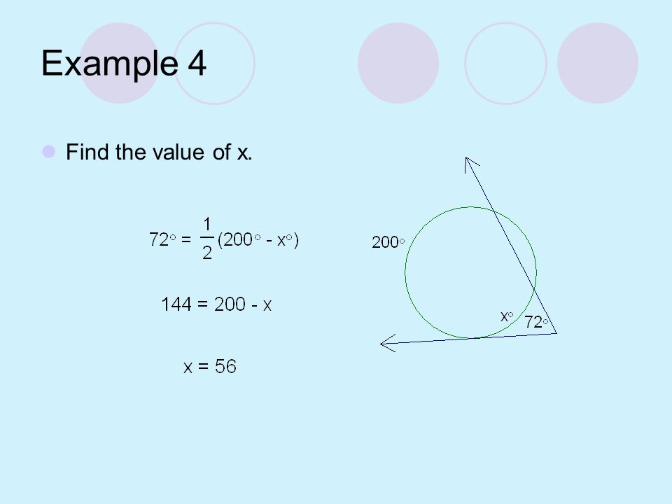 Example 4 Find the value of x.