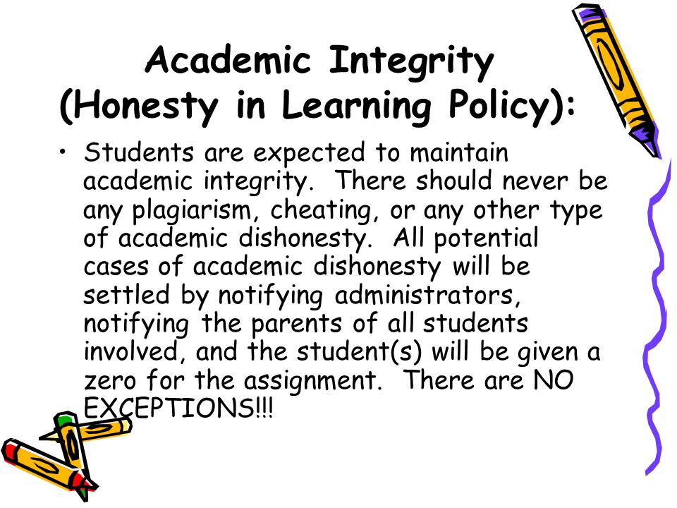 Academic Integrity (Honesty in Learning Policy):