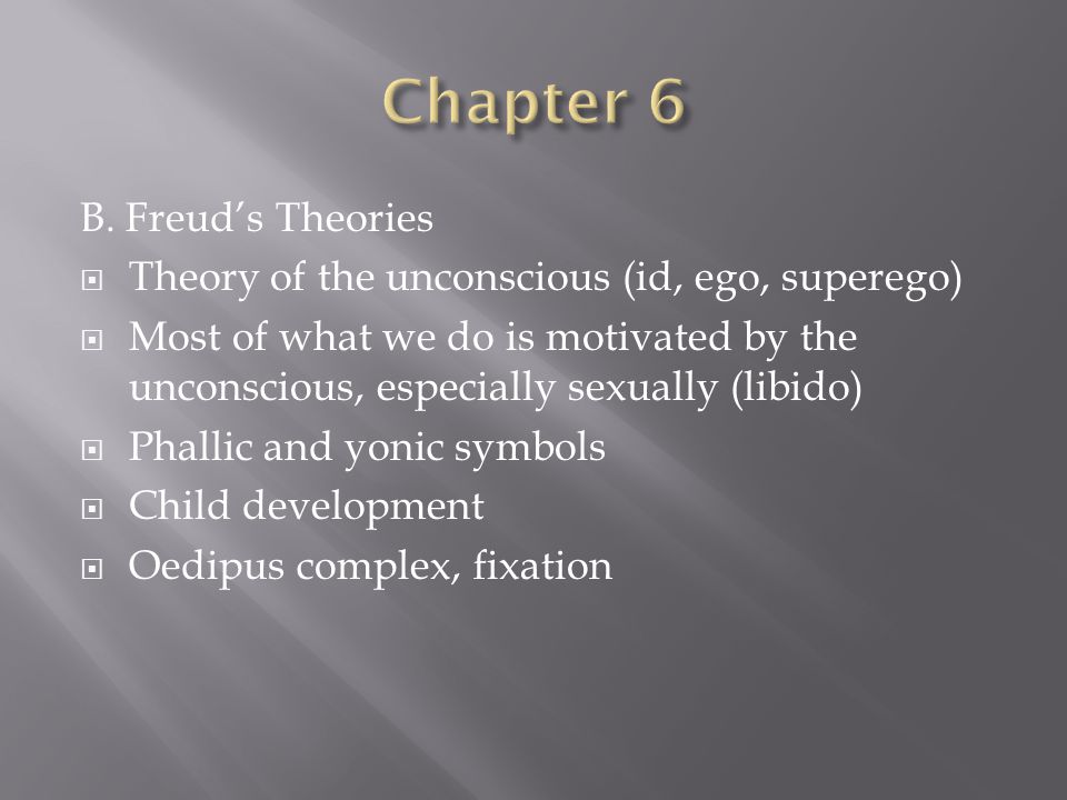 Chapter 6 B. Freud’s Theories