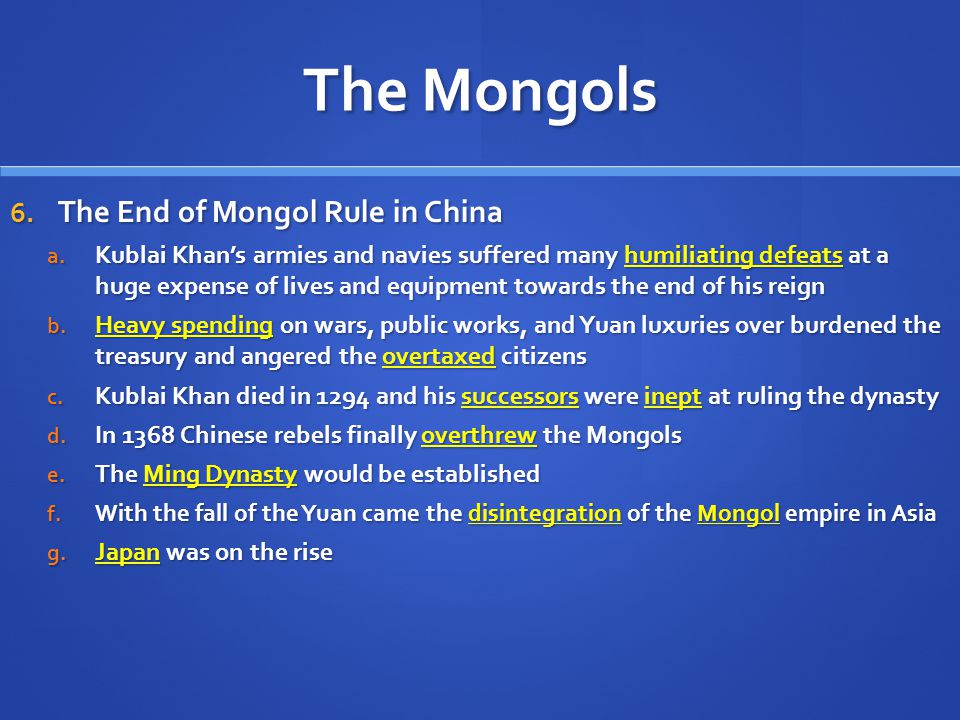 The Mongols The End of Mongol Rule in China
