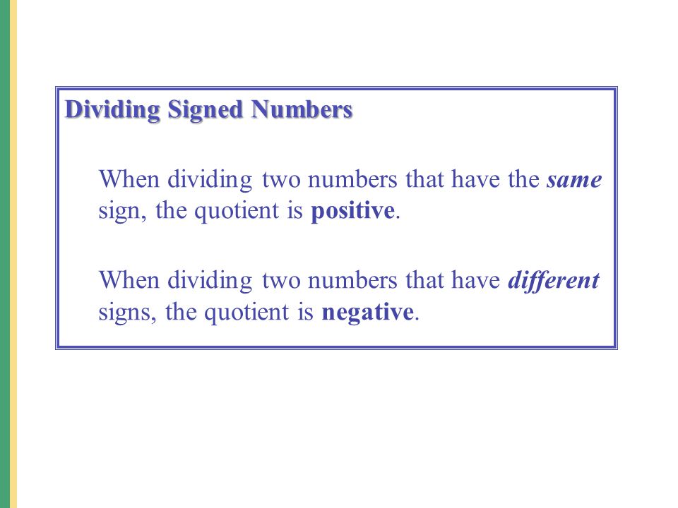 Dividing Signed Numbers