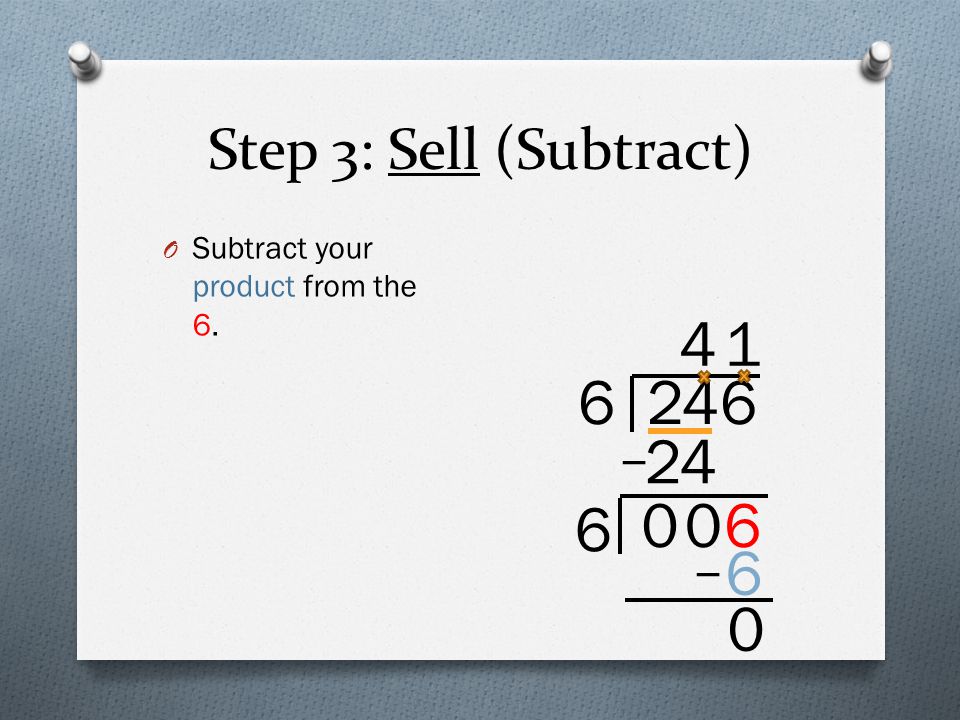 Step 3: Sell (Subtract) Subtract your product from the 6.