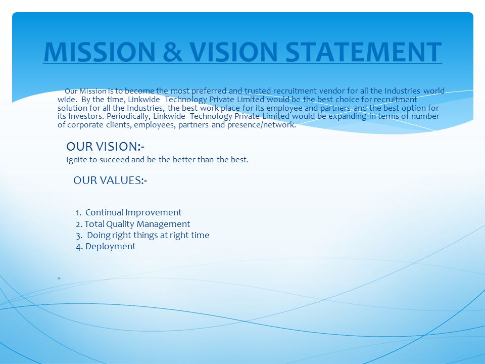 MISSION & VISION STATEMENT