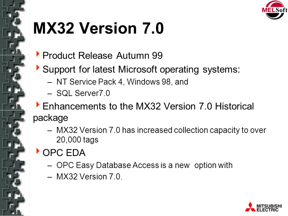 MX32 Version 7.0 Product Release Autumn 99