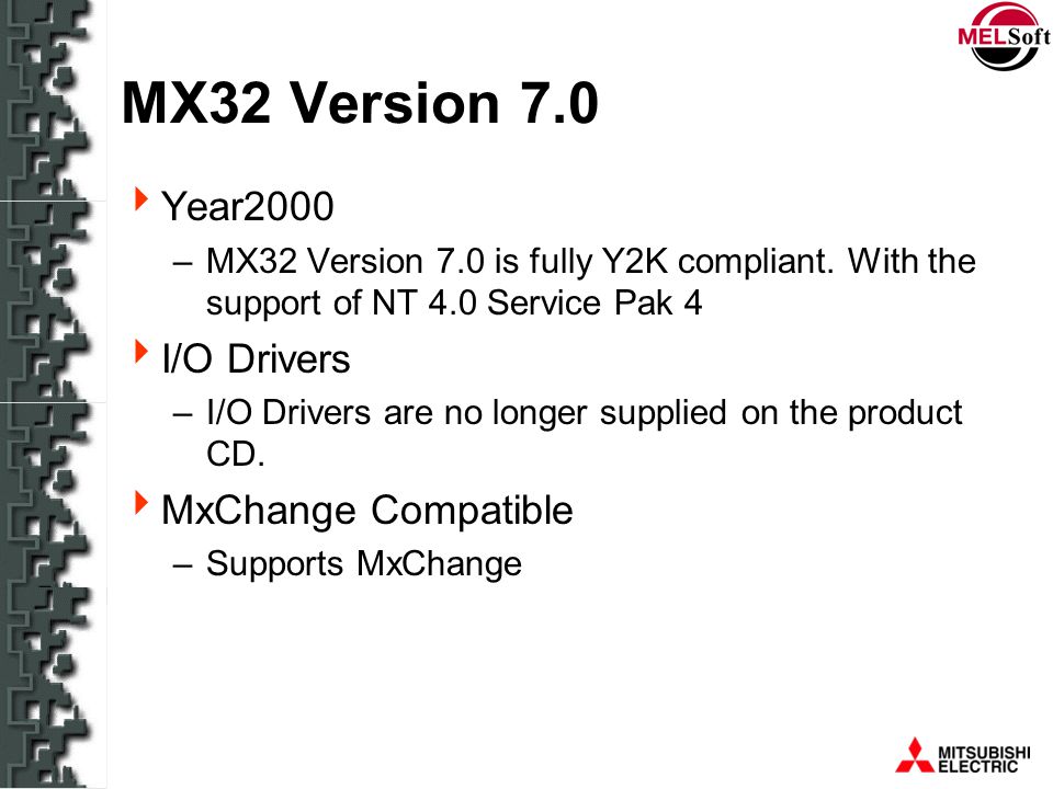 MX32 Version 7.0 Year2000 I/O Drivers MxChange Compatible
