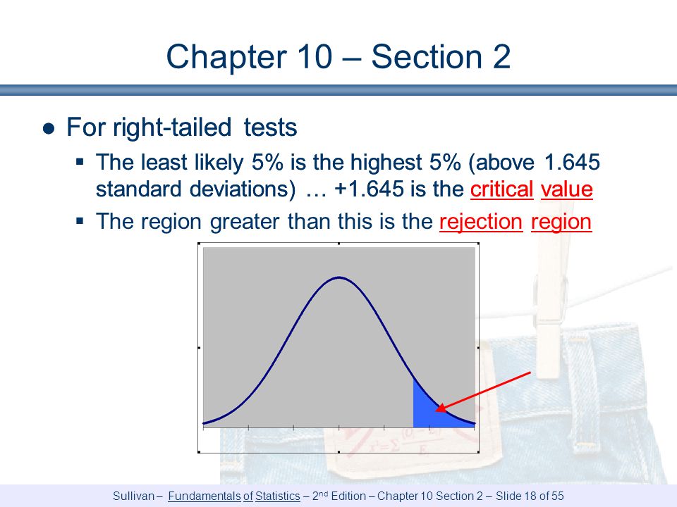 Chapter 10 – Section 2 For right-tailed tests For right-tailed tests