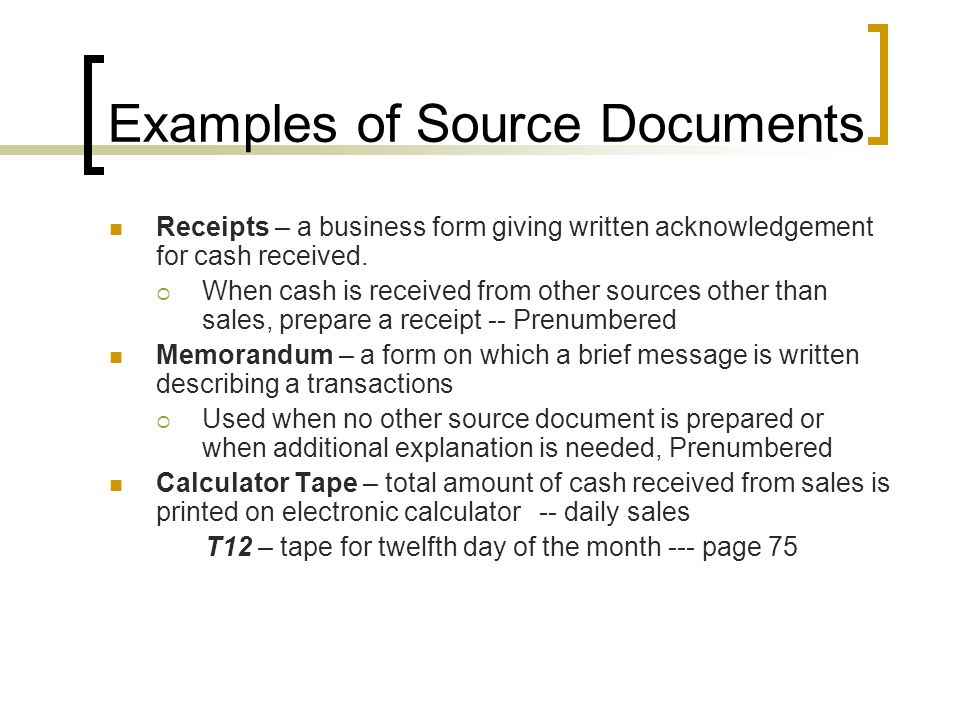 Examples of Source Documents