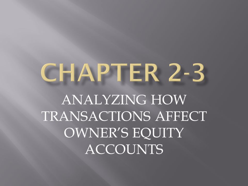 ANALYZING HOW TRANSACTIONS AFFECT OWNER’S EQUITY ACCOUNTS