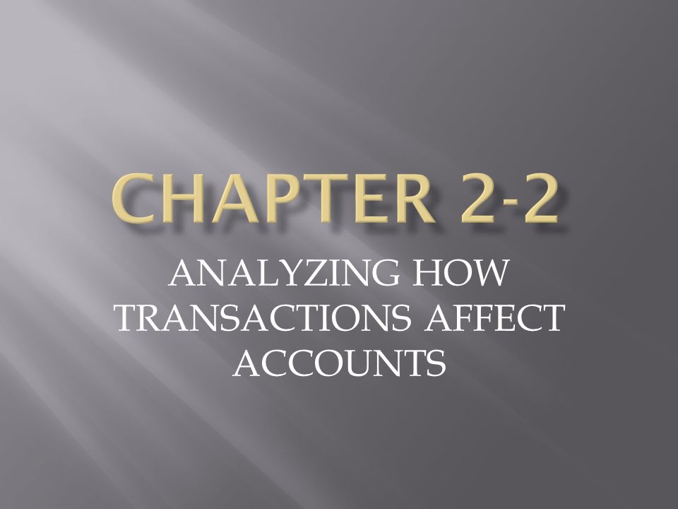 ANALYZING HOW TRANSACTIONS AFFECT ACCOUNTS