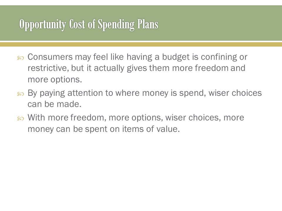 Opportunity Cost of Spending Plans