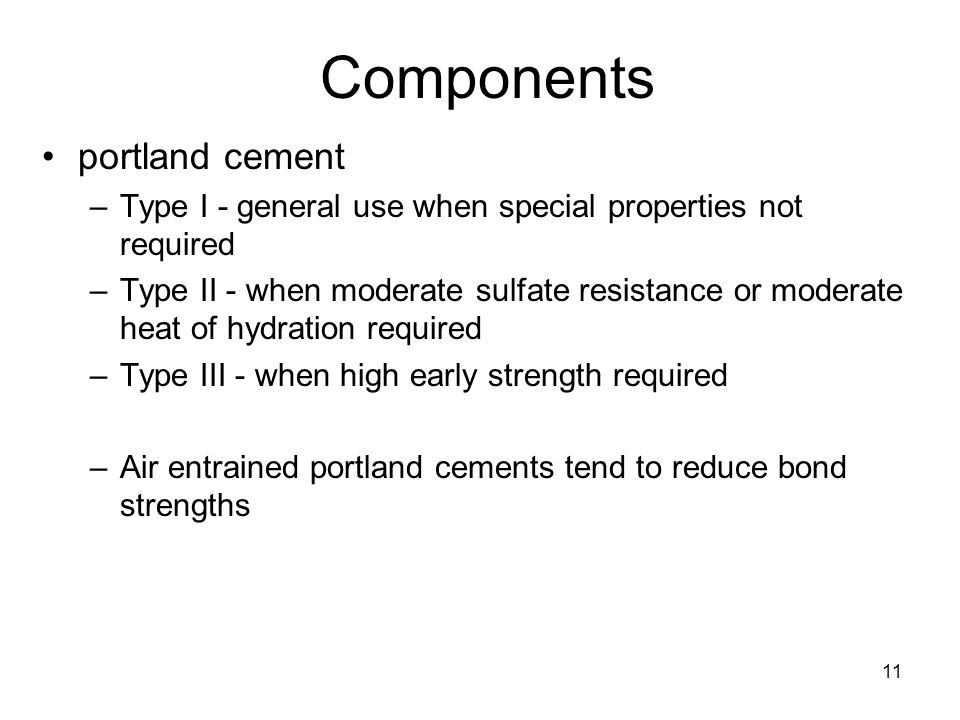 Components portland cement