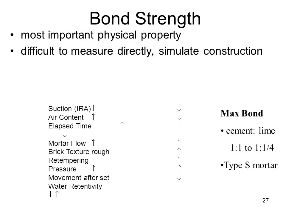 Bond Strength most important physical property