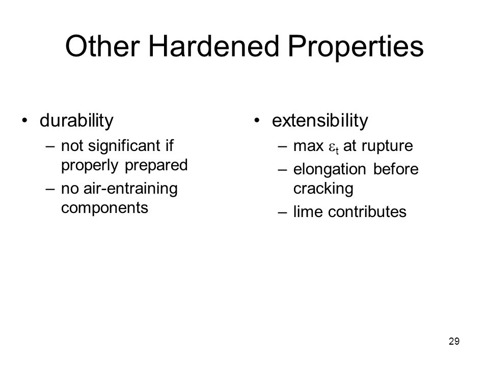 Other Hardened Properties