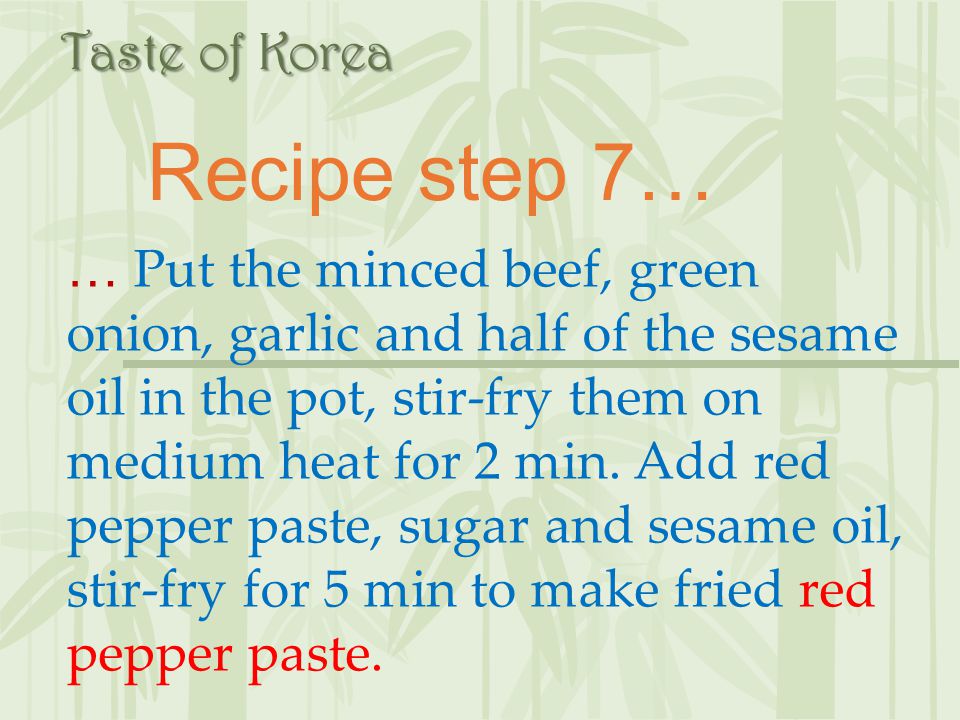 Recipe step 7… Taste of Korea