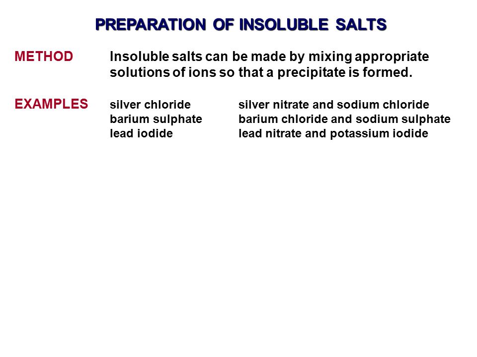PREPARATION OF INSOLUBLE SALTS