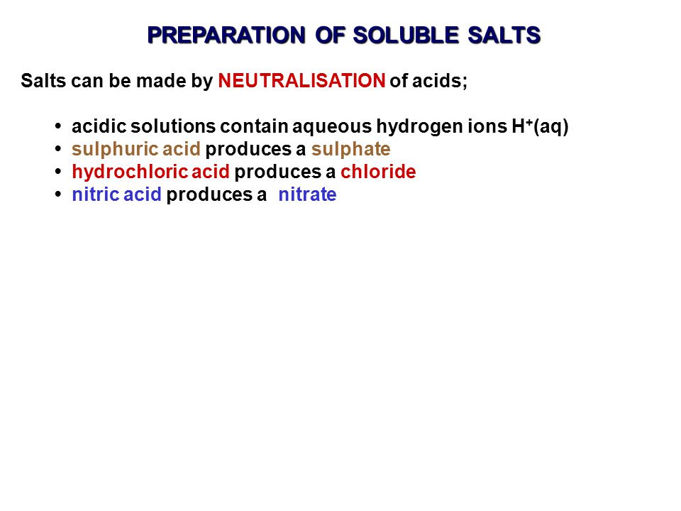 PREPARATION OF SOLUBLE SALTS