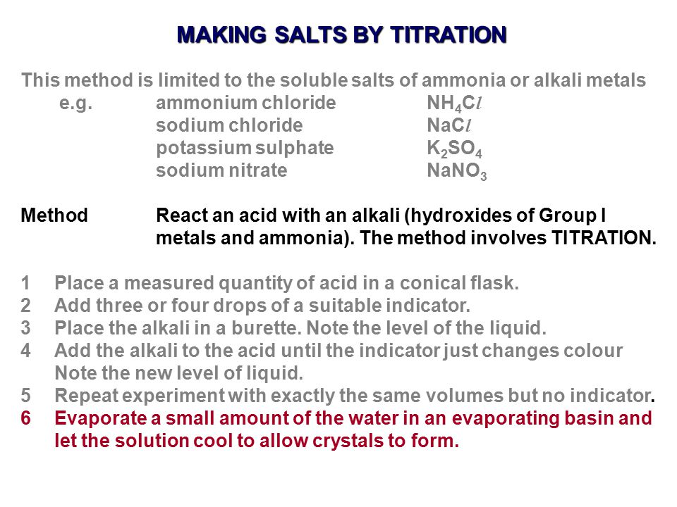 MAKING SALTS BY TITRATION