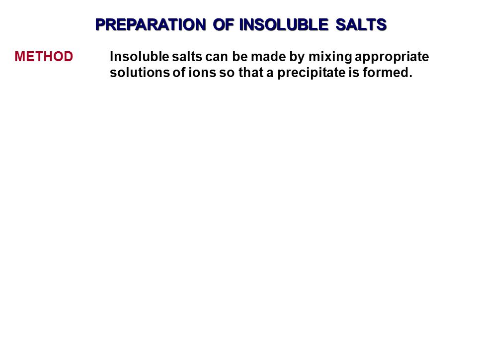 PREPARATION OF INSOLUBLE SALTS
