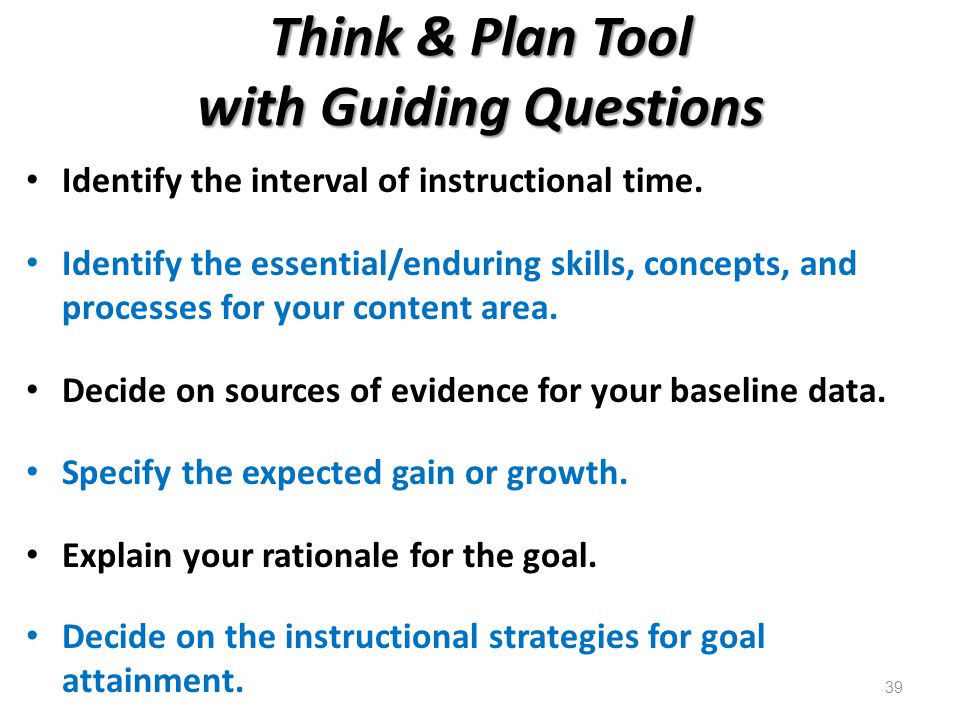 Think & Plan Tool with Guiding Questions