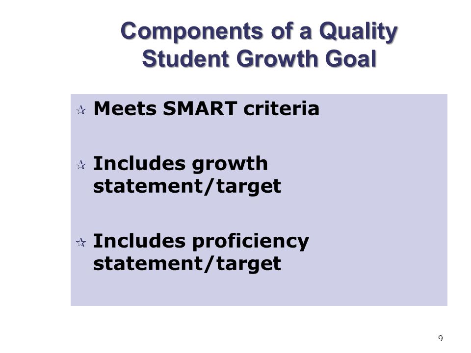 Components of a Quality Student Growth Goal