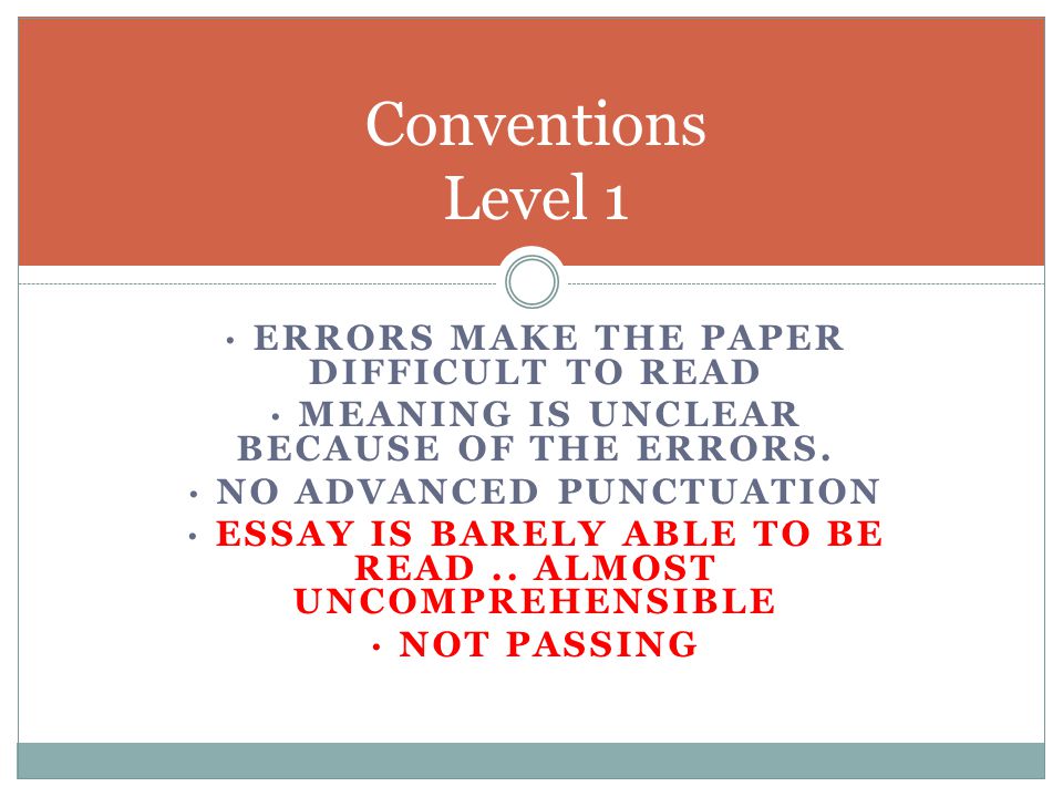 Conventions Level 1 · Errors make the paper difficult to read