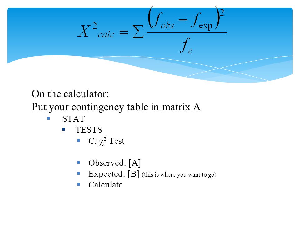 Put your contingency table in matrix A