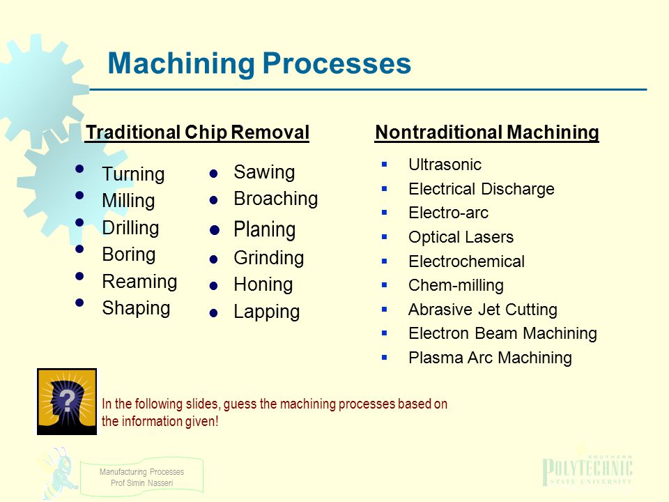 Machining Processes Planing Traditional Chip Removal
