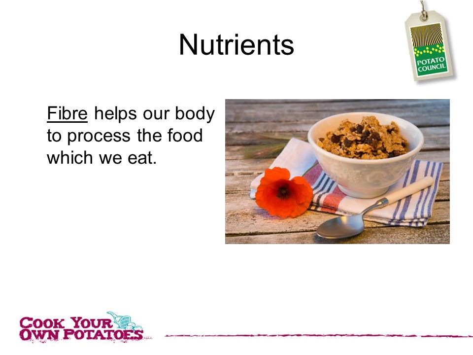 Nutrients Fibre helps our body to process the food which we eat.
