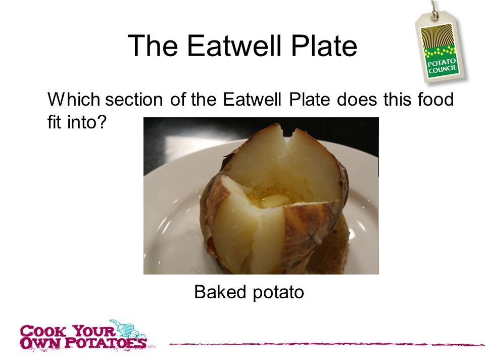 The Eatwell Plate Which section of the Eatwell Plate does this food fit into Baked potato